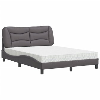 Bed met matras kunstleer grijs 140x190 cm 2