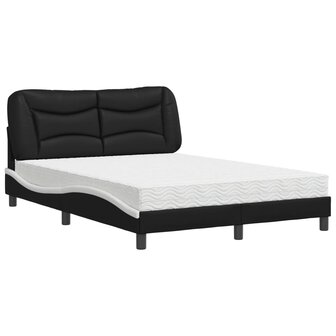 Bed met matras kunstleer zwart en wit 140x190 cm 2