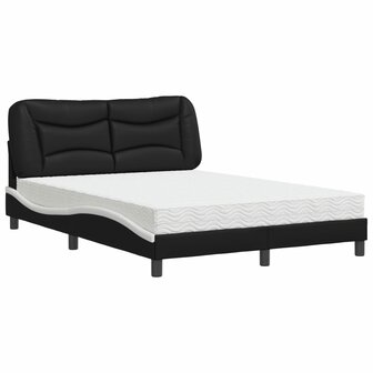 Bed met matras kunstleer zwart en wit 140x200 cm 2