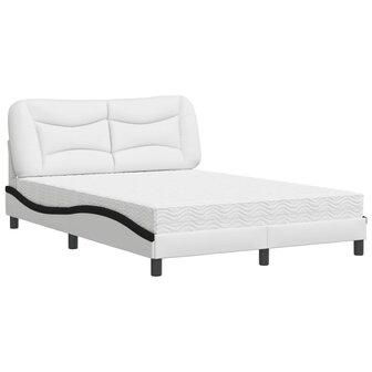 Bed met matras kunstleer wit en zwart 140x200 cm 2