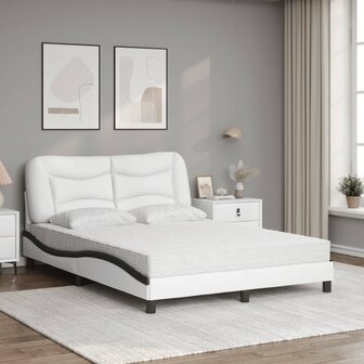 Bed met matras kunstleer wit en zwart 140x200 cm 3