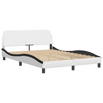 Bed met matras kunstleer wit en zwart 140x200 cm 4