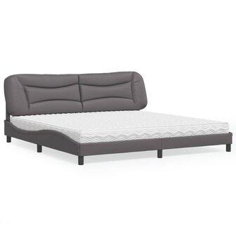 Bed met matras kunstleer grijs 200x200 cm 1