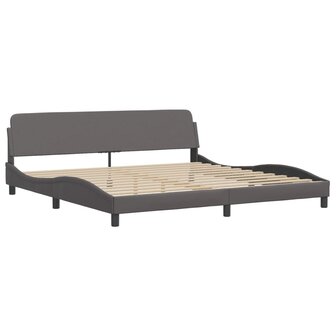 Bed met matras kunstleer grijs 200x200 cm 4