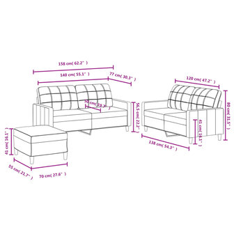 3-delige Loungeset met kussens stof wijnrood 8