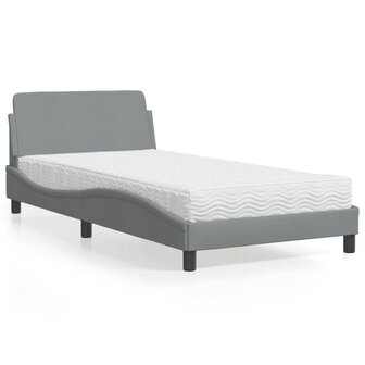 Bed met matras stof lichtgrijs 100x200 cm 1