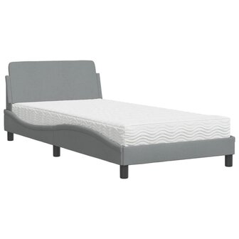 Bed met matras stof lichtgrijs 100x200 cm 2