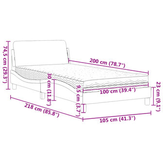 Bed met matras stof zwart 100x200 cm 9