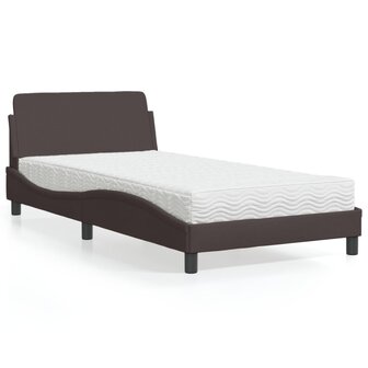 Bed met matras stof donkerbruin 100x200 cm 1