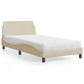 Bed met matras stof cr&egrave;mekleurig 100x200 cm 1