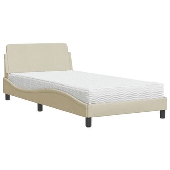 Bed met matras stof cr&egrave;mekleurig 100x200 cm 2