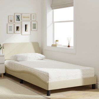 Bed met matras stof cr&egrave;mekleurig 100x200 cm 3