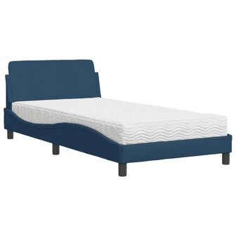 Bed met matras stof blauw 100x200 cm 2