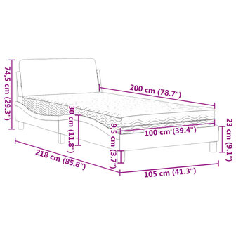 Bed met matras stof blauw 100x200 cm 9