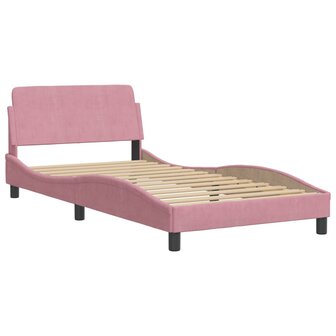 Bed met matras fluweel roze 100x200 cm 4