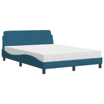 Bed met matras fluweel blauw 140x190 cm 2