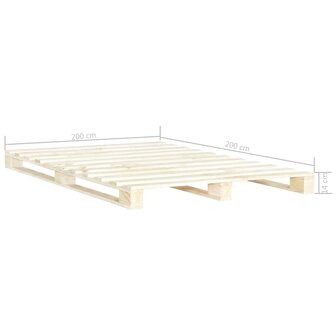 Bedframe pallet massief grenenhout 200x200 cm 6