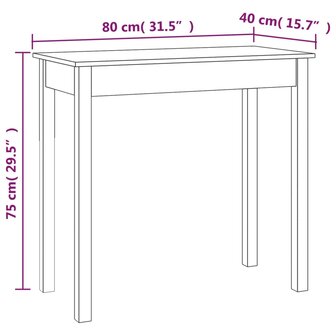 Wandtafel 80x40x75 cm massief grenenhout wit 8