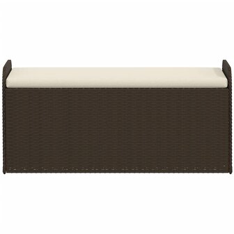 Opbergbankje met kussen 115x51x52 cm poly rattan bruin 4