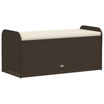 Opbergbankje met kussen 115x51x52 cm poly rattan bruin 6