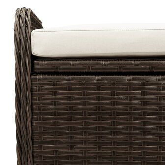 Opbergbankje met kussen 115x51x52 cm poly rattan bruin 9