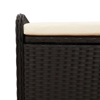 Opbergbankje met kussen 80x51x52 cm poly rattan zwart 9