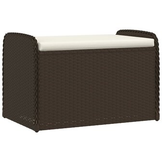 Opbergbankje met kussen 80x51x52 cm poly rattan bruin 2