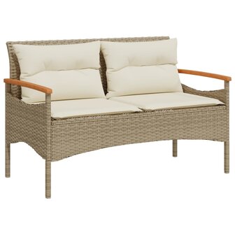 Tuinbank met kussens 116x62,5x74 cm poly rattan beige 2