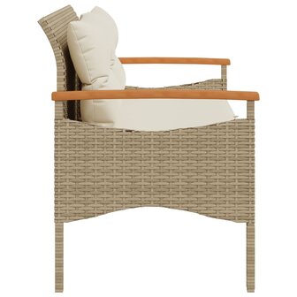 Tuinbank met kussens 116x62,5x74 cm poly rattan beige 5