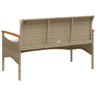 Tuinbank met kussens 116x62,5x74 cm poly rattan beige 6