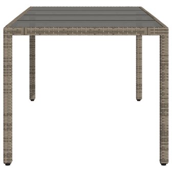 Tuintafel met glazen blad 190x90x75 cm poly rattan grijs 5