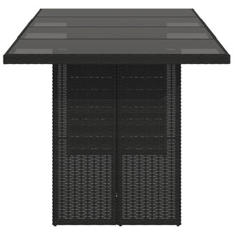 Tuintafel met glazen blad 190x80x75 cm poly rattan zwart 5