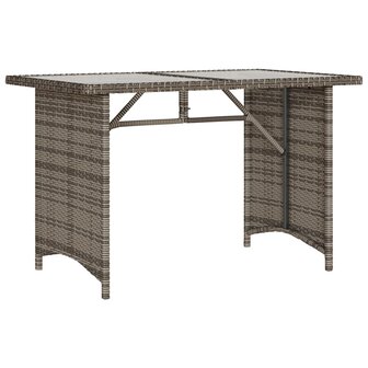 Tuintafel met glazen blad 110x68x70 cm poly rattan grijs 6