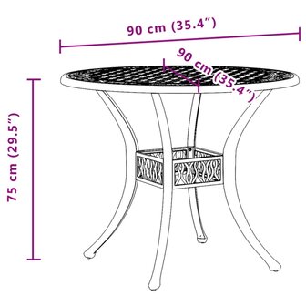 Tuintafel &Oslash; 90x75 cm gietaluminium bronskleurig 11