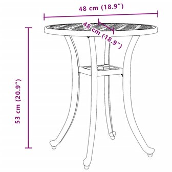 Tuintafel &Oslash; 48x53 cm gietaluminium zwart 11