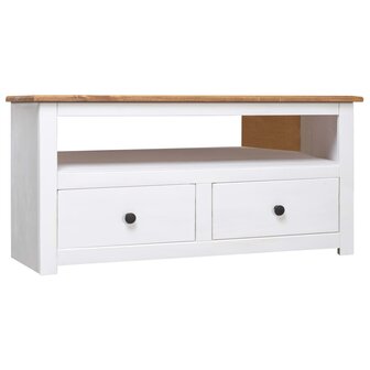 Tv-hoekkast Panama Range 93x49x49 cm massief grenenhout wit 1