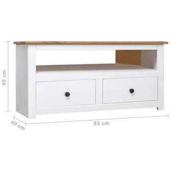 Tv-hoekkast Panama Range 93x49x49 cm massief grenenhout wit 9