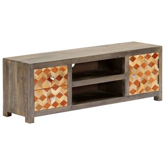 Tv-meubel 120x30x40 cm massief mangohout grijs 12