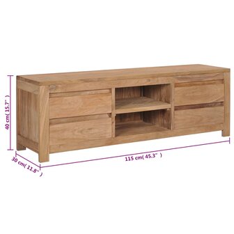 Tv-meubel 115x30x40 cm massief teakhout 8