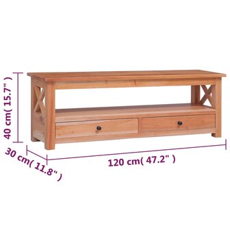 Tv-meubel 120x30x40 cm massief mahoniehout 8