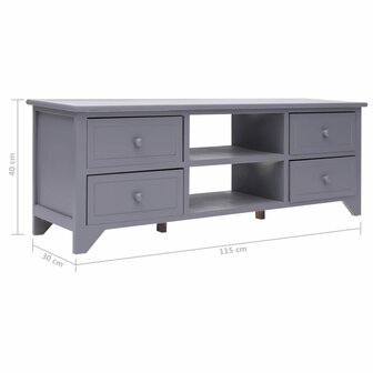 Tv-meubel 115x30x40 cm paulowniahout grijs 8