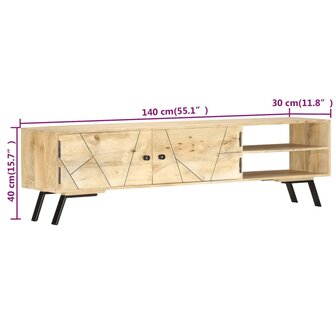 Tv-meubel 140x30x40 cm massief mangohout 6