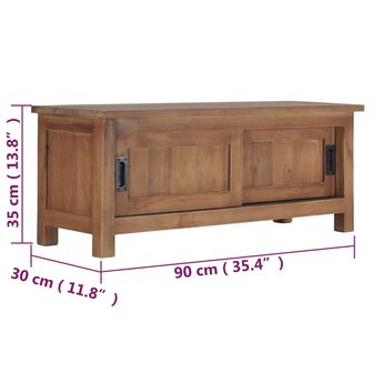 Tv-meubel 90x30x35 cm massief teakhout 7