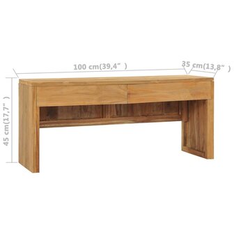 Tv-meubel 100x35x45 cm massief teakhout 8