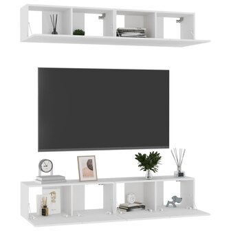 Tv-meubelen 4 st 80x30x30 cm bewerkt hout wit 3