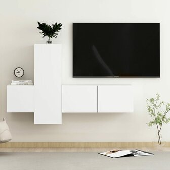 3-delige Tv-meubelset bewerkt hout wit 1