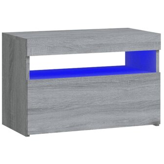 Nachtkastje met LED-verlichting 60x35x40 cm grijs sonoma eiken 2