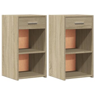 Nachtkastjes 2 st 35x34x65 cm bewerkt hout sonoma eikenkleurig 2