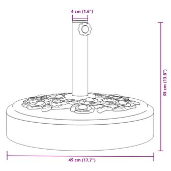 Parasolvoet voor stokken van &Oslash;38 / 48 mm 25 kg rond 8