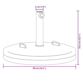 Parasolvoet met handgrepen voor stok van &Oslash;38 / 48 mm 25 kg rond 9